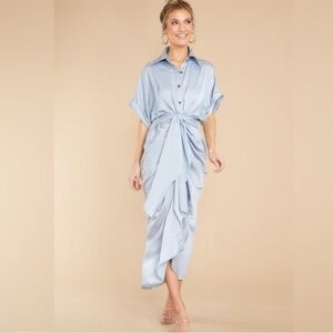 Midi satin wrap dress